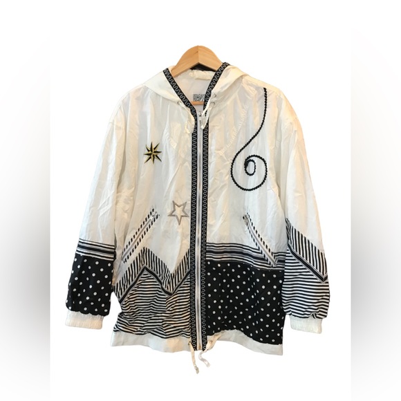 Vintage Giacca Sport Jacket Black White Size XL - Picture 1 of 5